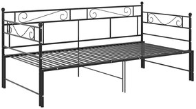 Czarne metalowe łóżko rozkładane 90x200 cm - Wesper
