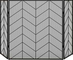 HOMCOM Osłona przeciwiskrowa do kominków, elegancka wyłapująca iskry, składana, malowana proszkowo, Czarna, 135 x 85 cm