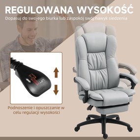 Vinsetto Obrotowy fotel biurowy z podnóżkiem, funkcją masażu, obszyty skórą ekologiczną, 68,5x68,5x113-121cm