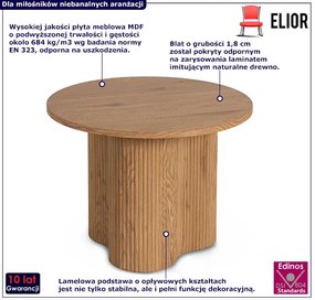 Okrągły designerski stolik kawowy dąb naturalny - Regan