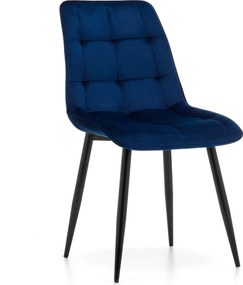 OUTLET! krzesło tapicerowane do jadalni CHIC VELVET pikowane granatowe welurowe nowoczesne