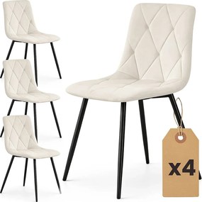 Zestaw 4 kremowych krzeseł pikowanych P8-H50