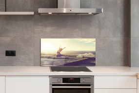 Szklany Panel Kobieta nad Jeziorem pod Chmurami