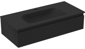 Mexen Rivel szafka łazienkowa 100 cm z umywalką Vela, 1 szuflada, ryflowana , czarna mat - 91A20-10023-1-BF71-W23M71
