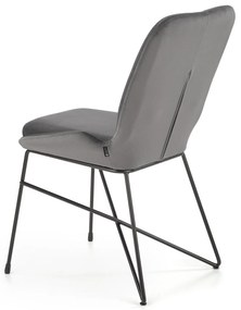 Krzesło popielaty nowoczesne metalowe tkanina velvet do jadalni szare K454