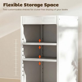 HOMCOM Mobilny regał na książki z regulowanymi półkami, 3-poziomowy wózek z górnym koszem, biały | Aosom PL