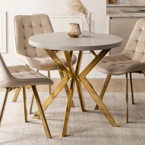 Stół Okrągły Rozkładany DORIAN 80-160 cm Kaszmir/Złoty Glamour