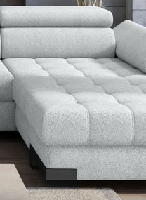 Narożnik SELVA XL Lewostronny z funkcją spania i pojemnikiem MEMPHIS 16 SREBRNY WERSAL