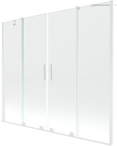 Mexen Velar Duo parawan nawannowy 2-skrzydłowy rozsuwany 200 x 150 cm, transparent, biały - 896-200-000-02-20