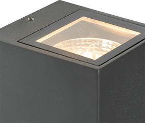 Antracytowa lampa ścienna z 2 światłami IP44 z czujnikiem ruchu - Baleno