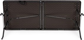 Składany stół cateringowy imitacja rattanu Party 180 cm, brązowy