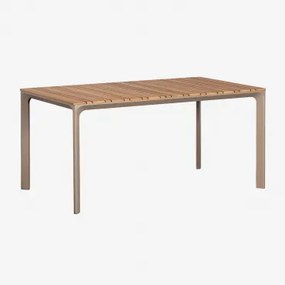 Prostokątny Stół Ogrodowy 160x90 Cm Z Aluminium I Drewna Tekowego Katiana Moka Brown - Sklum