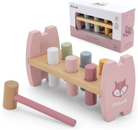 Viga polarb drewniana przebijanka wbijanka z młoteczkiem lisek montessori