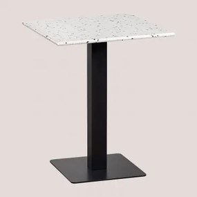Kwadratowy Stolik Barowy 60x60 Cm Z Lastryko Praline Terrazzo W Kolorze Kości Słoniowej - Czarny - Sklum