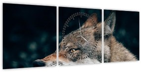 Obraz wilka (z zegarem) (90x30 cm)