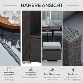 Outsunny Komplet wypoczynkowy z technorattanu, 10-częściowy Komplet stolik z krzesłami, zestaw ogrodowy, zestaw wypoczynkowy, zestaw mebli ogrodowych