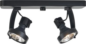 Designerski reflektor sufitowy czarny GU10 70mm 2-źródła światła regulowany - Vo