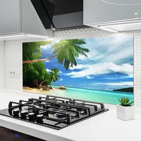 Szkło Ozdobne do Kuchni Rajski Brzeg z Palmami