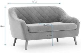 Szara 2-osobowa sofa CORANTI VELVET
