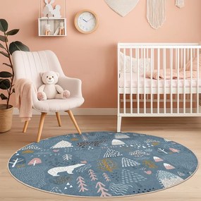 Niebieski dywan dziecięcy odpowiedni do prania ø100 cm Forest Land – Mila Home
