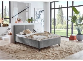 Szare tapicerowane łóżko dwuosobowe ze stelażem 140x200 cm Piano – Meise Möbel
