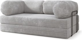 Masseno Sofa piankowa ALVIO z funkcją spania, Kanapa z pianki do salonu, Bezmontażowa, Tkanina sztruksowa – Jasnoszary TILIA 86
