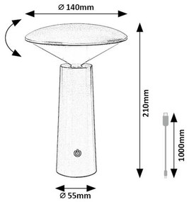 Rabalux 77147 funkcjonalna lampka stołowa LEDPoperro, 3 W, IP20, czarna