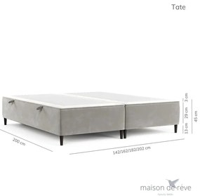 Antracytowe tapicerowane łóżko dwuosobowe ze schowkiem 160x200 cm Tate – Maison de Rêve