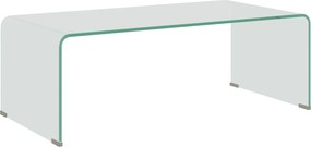 HOMCOM Stabilny stolik kawowy ze szkła, jednoczęściowy design, prosty i nowoczesny, 100 x 50 x 35 cm, Przezroczysty | Aosom PL
