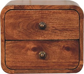 Artisan Furniture Lite drewno Mini Zaokrąglona Szafka Nocna na Ścianę w Odcieniu Miodowego Karmelu