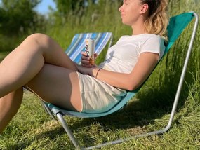 Zestaw 2 składanych leżaków plażowych SAND, zielone paski