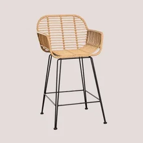 Taboret Wysoki Z Syntetycznego Rattanu Eska Czarna & ↑65 Cm - Sklum