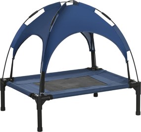 PawHut Łóżko dla zwierząt domowych na zewnątrz - łóżko dla psa, odporne na warunki atmosferyczne, z daszkiem, 61cm x 46 cm x 62 cm, Granatowy + Czarny