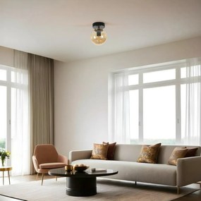 Lampa sufitowa Yeni Can Tekli Siyah Bal CamliAvize, czarna