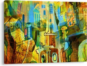 Obraz - Architektura, abstrakcja kubistyczna (70x50 cm)
