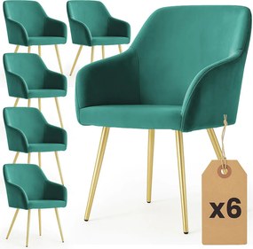 Zestaw 6 zielonych krzeseł w stylu glamour - Terviso 3X