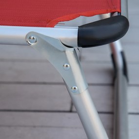 Outsunny Składany leżak, czerwony, 170 x 60 x 76 cm