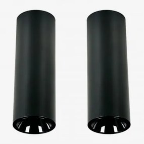 Pack 2 Okrągłych Natynkowych Plafonów Sufitowych Led Ø7,2 Cm Do Użytku Zewnętrznego, Wykonanych Z Aluminium Luisiana Biała Ciepła 2700 K & Czarna & 23