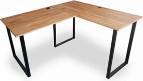 Narożne biurko w stylu loft 120x150x60 dąb craft złoty W0-S07