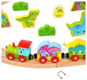 Tooky toy drewniana magnetyczna kolejka dinozaury + figurki