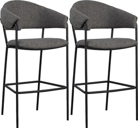 Zestaw 2 krzeseł barowych - tkanina i metal - antracyt - KARTAR