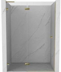 Mexen Lunar L drzwi prysznicowe uchylne lewe 135 cm, transparent, złote - 834L-135-000-50-00-L