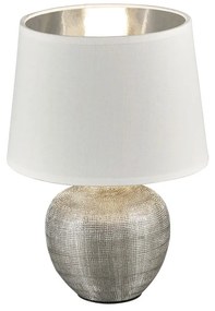 Biała lampa stołowa z ceramiki i tkaniny Trio Luxor, wys. 26 cm