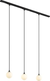Nowoczesny system szynowy czarny z 3 lampami wiszącymi białymi 1-fazowy - Iconic Perle