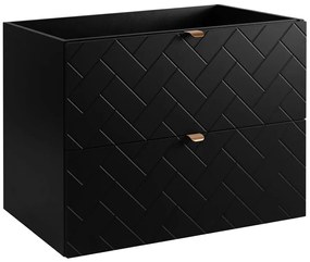 Czarna wisząca szafka umywalkowa z 2 szufladami 80 cm B0-R18