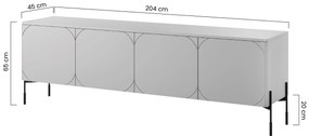 Szafka RTV czterodrzwiowa Sonatia na metalowych nogach 200 cm - oliwka