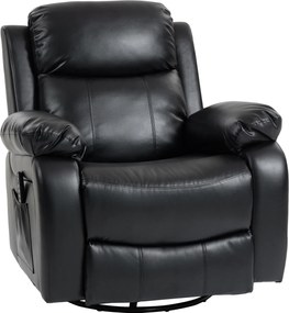 HOMCOM Fotel masujący z 8 głowicami wibracyjnymi, fotel relaksacyjny, regulowane oparcie + podnóżek, czarny | Aosom PL