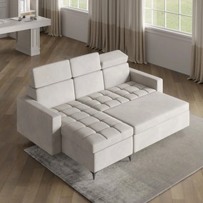 Masseno Narożnik KAME z funkcją spania i pojemnikiem na pościel Narozniki L, Rozkładana sofa - Brązowy, KRONOS 06