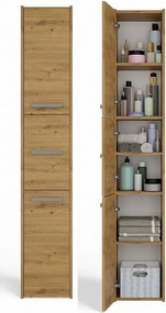 Szafka Łazienkowa SARA S33 | Dąb Artisan  | 30x30x170 cm | 3 Drzwi, Półki