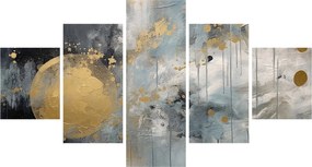 Obraz - Abstrakcja ze złotą kulą (125x70 cm)